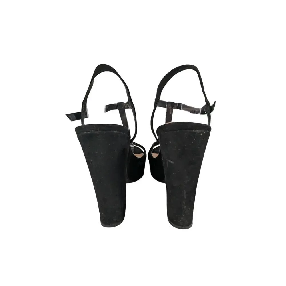 NWOT-1 SHOW! AMERICAN RAG! BLACK SUEDE MICROFIBER SUPER CHUNKY HEELS! SZ 10M